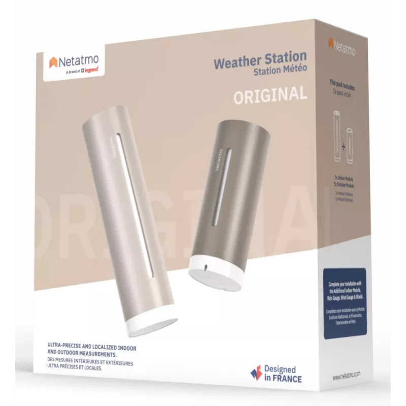 Netatmo NWS-S-EC stazione meteo smart Original 2ª generazione, per interni/esterni, HomeKit, sabbia (marrone)