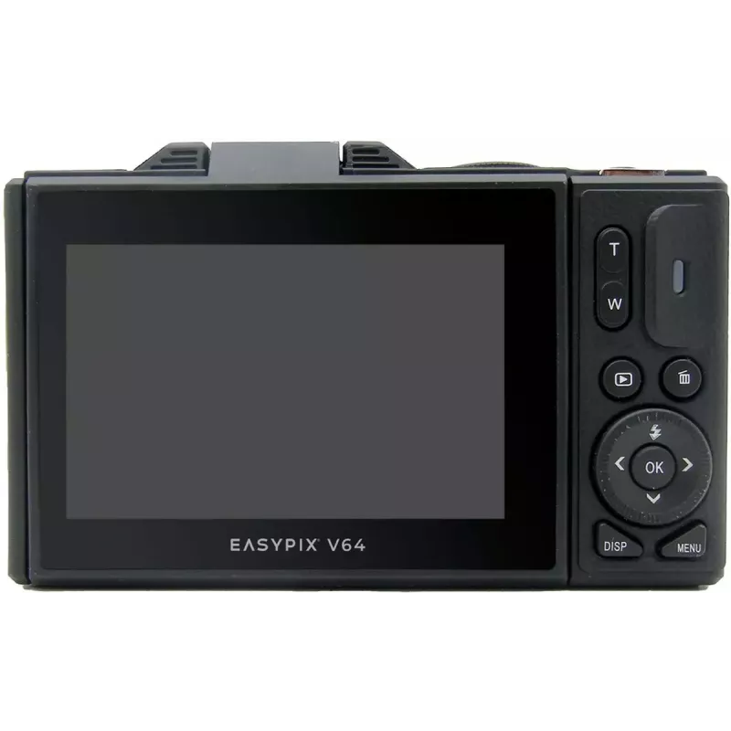 Easypix V64 Flip 20203 fotocamera digitale compatta, 64 MP, video 4K, display ribaltabile da 3 pollici, zoom digitale 18x, WiFi