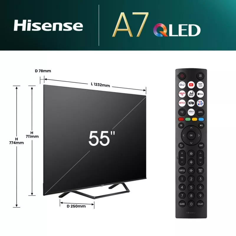 TV Hisense 55A7NQ 55 pollici 4K Ultra HD QLED 3840 x 2160
