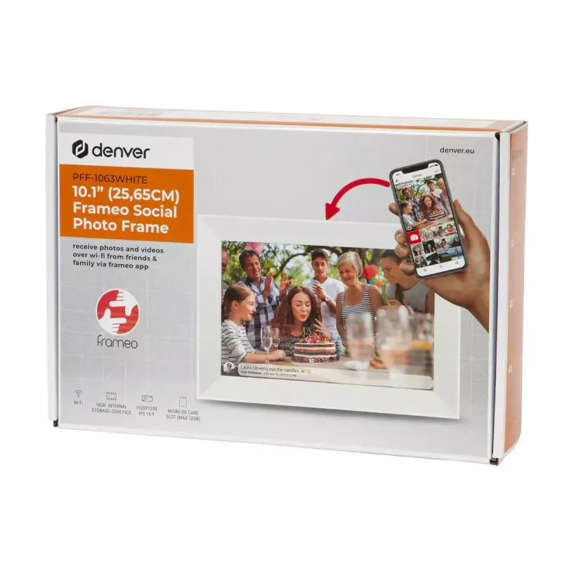Cornice digitale Denver PFF-1063WHITE 10,1 pollici touchscreen Wi-Fi 1920x1080