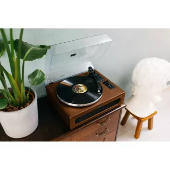 Giradischi audio a trasmissione a cinghia Lenco LS-430BN marrone manuale forza di appoggio 3-4 g