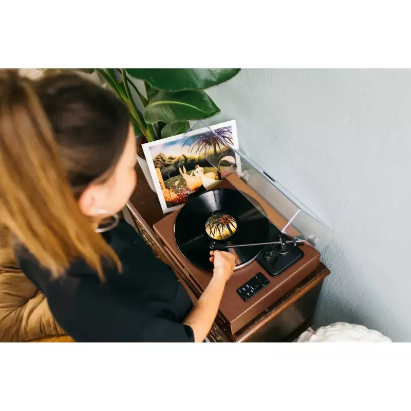 Giradischi audio a trasmissione a cinghia Lenco LS-430BN marrone manuale forza di appoggio 3-4 g
