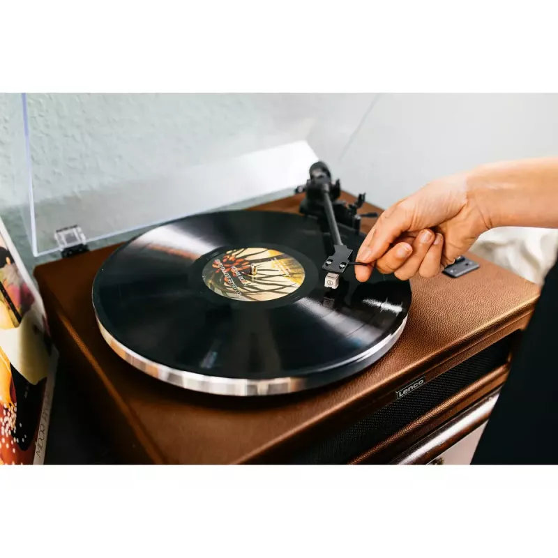 Giradischi audio a trasmissione a cinghia Lenco LS-430BN marrone manuale forza di appoggio 3-4 g