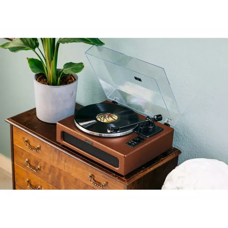 Giradischi audio a trasmissione a cinghia Lenco LS-430BN marrone manuale forza di appoggio 3-4 g