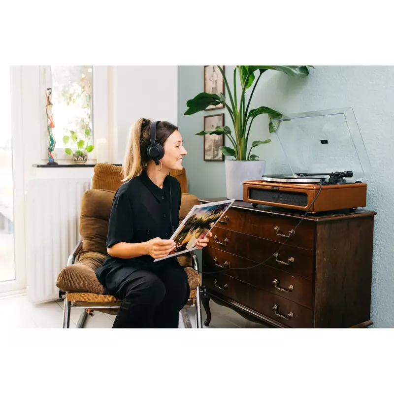 Giradischi audio a trasmissione a cinghia Lenco LS-430BN marrone manuale forza di appoggio 3-4 g