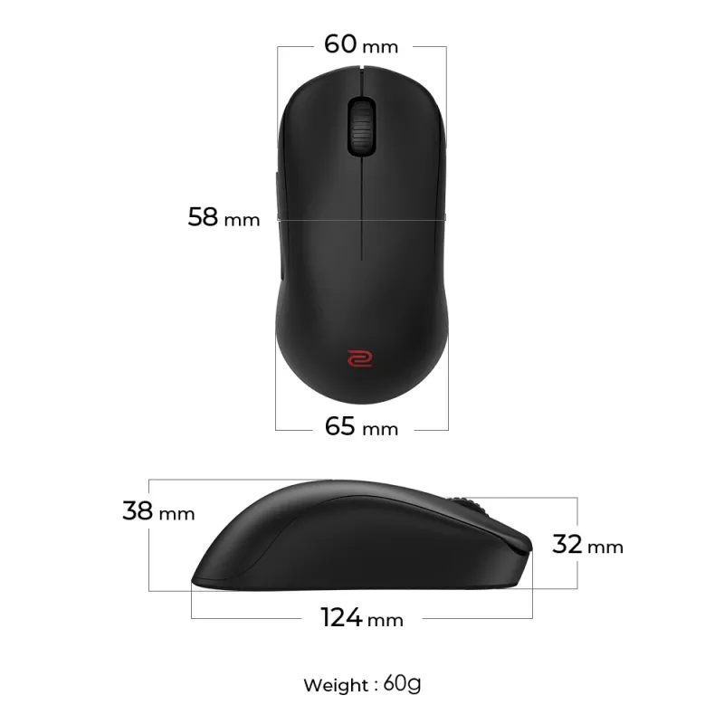 Mouse da gaming ZOWIE U2 per ambidestri RF Wireless ottico 3200 DPI