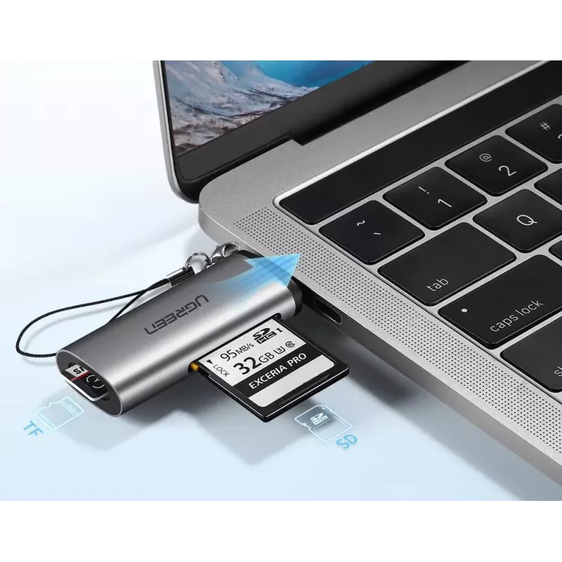 Lettore di schede Ugreen 50704 USB 3.2 Gen 1 (3.1 Gen 1) Type-C grigio