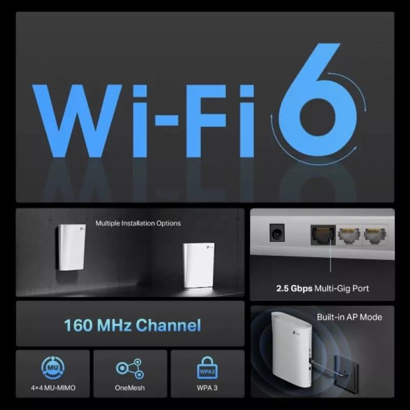TP-Link AX6000 Mesh Wi-Fi 6 bianco 1000, 2500 Mbit/s