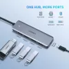 UGREEN 70336 (CM219) hub da USB-C a 4x USB 3.0, 5 Gbps, OTG, porta di alimentazione USB-C, cavo da 15 cm, grigio