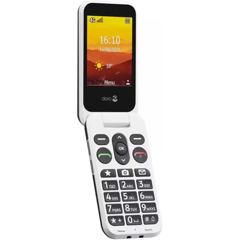 Doro Leva L20 4G telefono a conchiglia, 2,8 pollici, nero/bianco