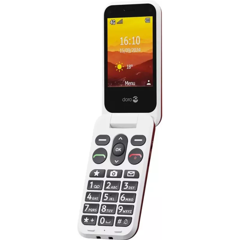 Telefono cellulare Doro Leva L20 4G, schermo 2,8 pollici, rosso-bianco