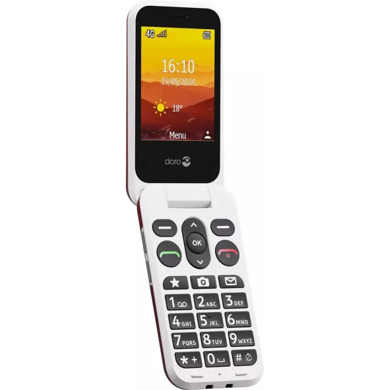 Telefono cellulare Doro Leva L20 4G, schermo 2,8 pollici, rosso-bianco