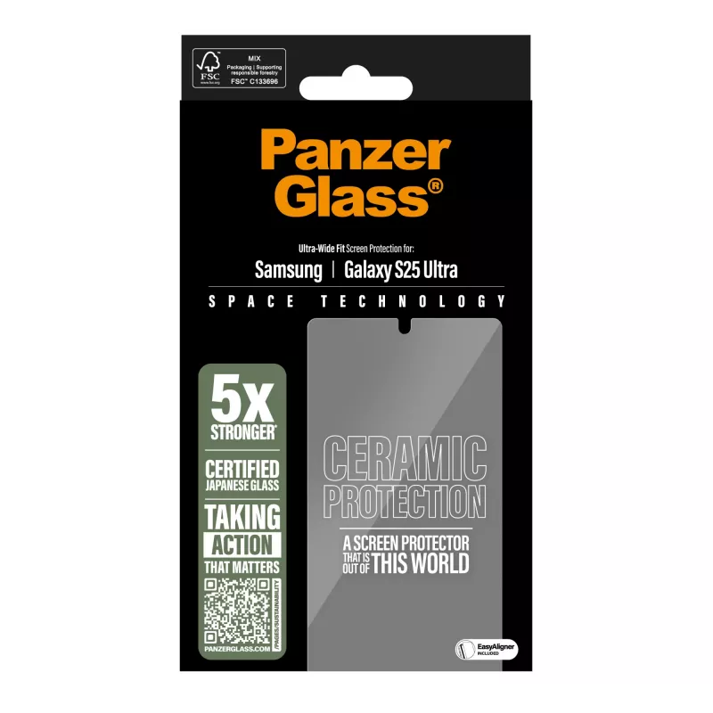 PanzerGlass ® Ceramic Screen Protector Samsung Galaxy S25 Ultra | Ultra-Wide Fit con EasyAligner
