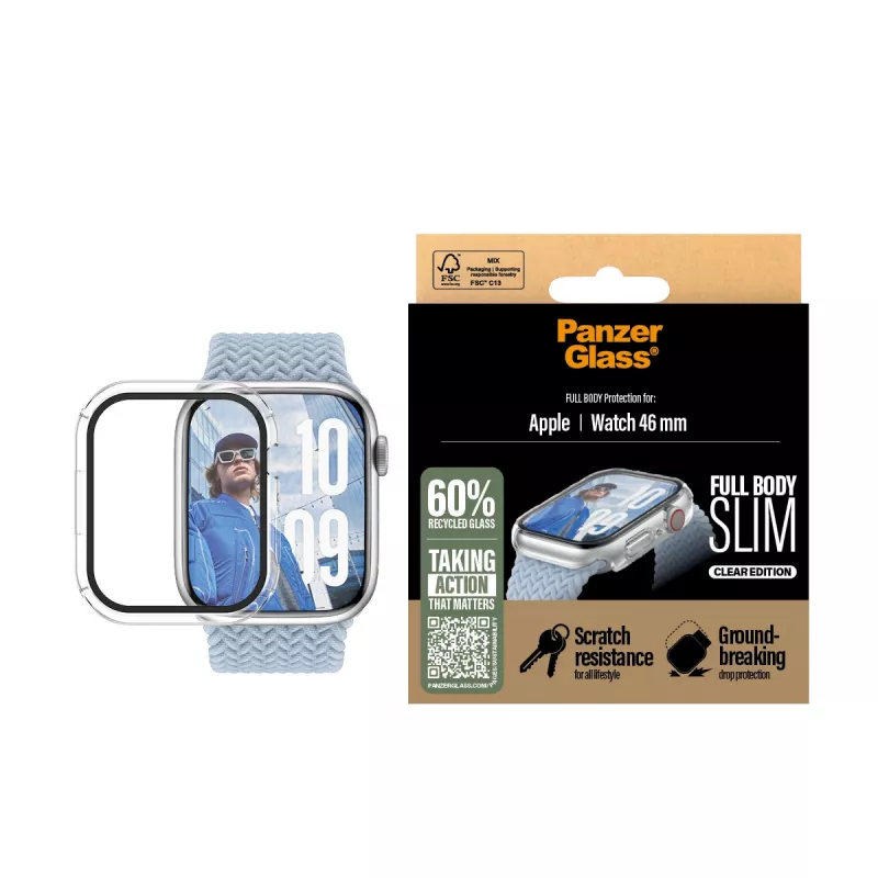 PanzerGlass ® Case Full Body sottile trasparente Apple Watch Series 11 | 10 | 46mm