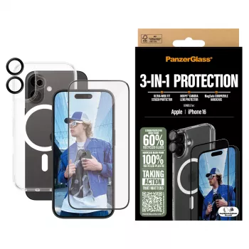Bundle protezione 3-in-1 PanzerGlass iPhone '24 6,1
