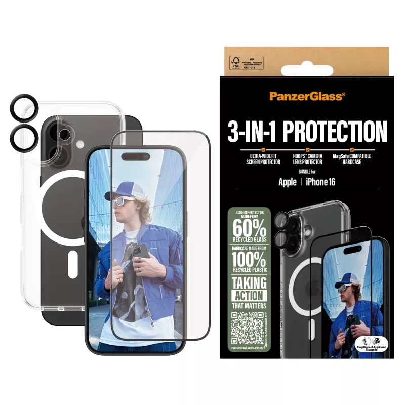 Bundle protezione 3-in-1 PanzerGlass iPhone '24 6,1