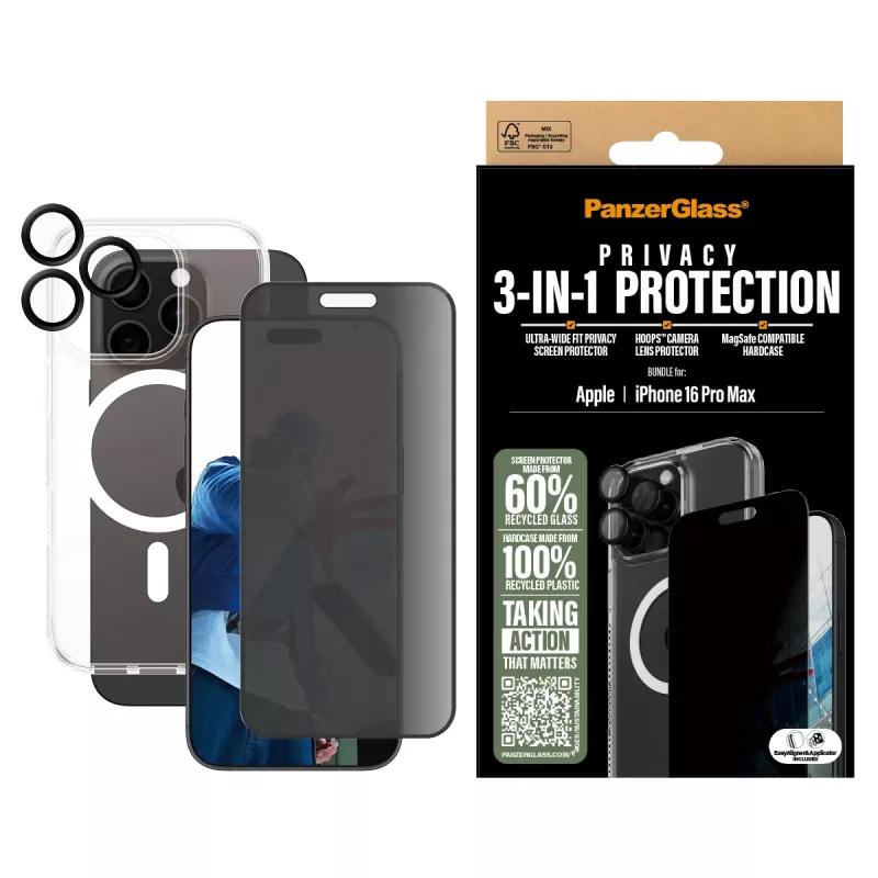 PanzerGlass ® bundle privacy 3-in-1 iPhone 16 Pro Max