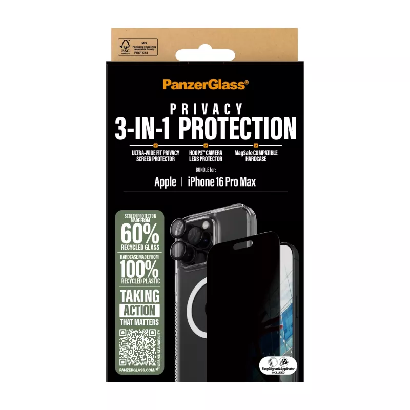 PanzerGlass ® bundle privacy 3-in-1 iPhone 16 Pro Max