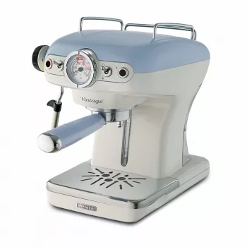 Macchina per caffè espresso Ariete 1389 Vintage - macchina per espresso per caffè in polvere o cialde ESE, in blu pastello
