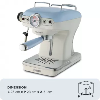 Macchina per caffè espresso Ariete 1389 Vintage - macchina per espresso per caffè in polvere o cialde ESE, in blu pastello
