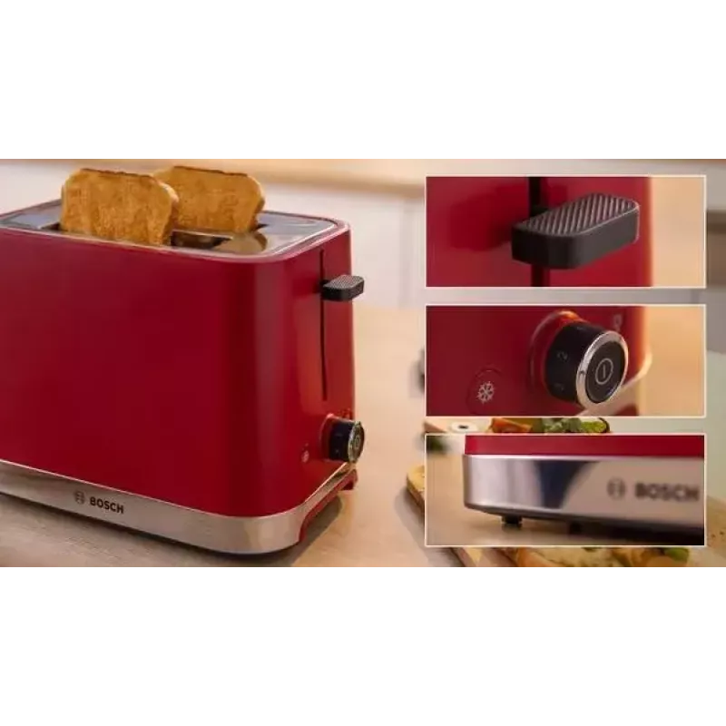 Tostapane Bosch TAT4M224 2 fette 950 W rosso acciaio inox