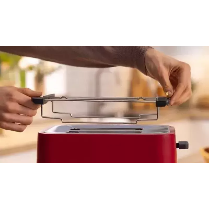 Tostapane Bosch TAT4M224 2 fette 950 W rosso acciaio inox