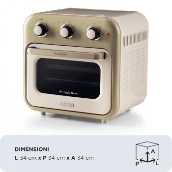 Ariete 4632 friggitrice ad aria e forno Vintage, 1400W, 2in1, capacità 16L, accessori inclusi, timer 60 minuti, doppio vetro, beige