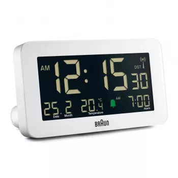 Sveglia digitale Braun BC10 bianco LCD retroilluminato