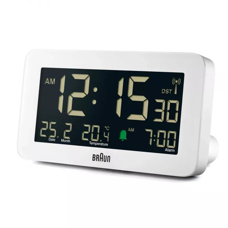 Sveglia digitale Braun BC10 bianco LCD retroilluminato