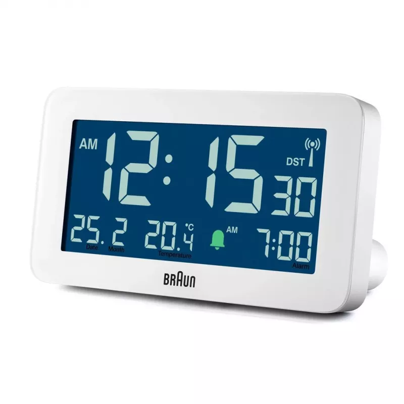 Sveglia digitale Braun BC10 bianco LCD retroilluminato