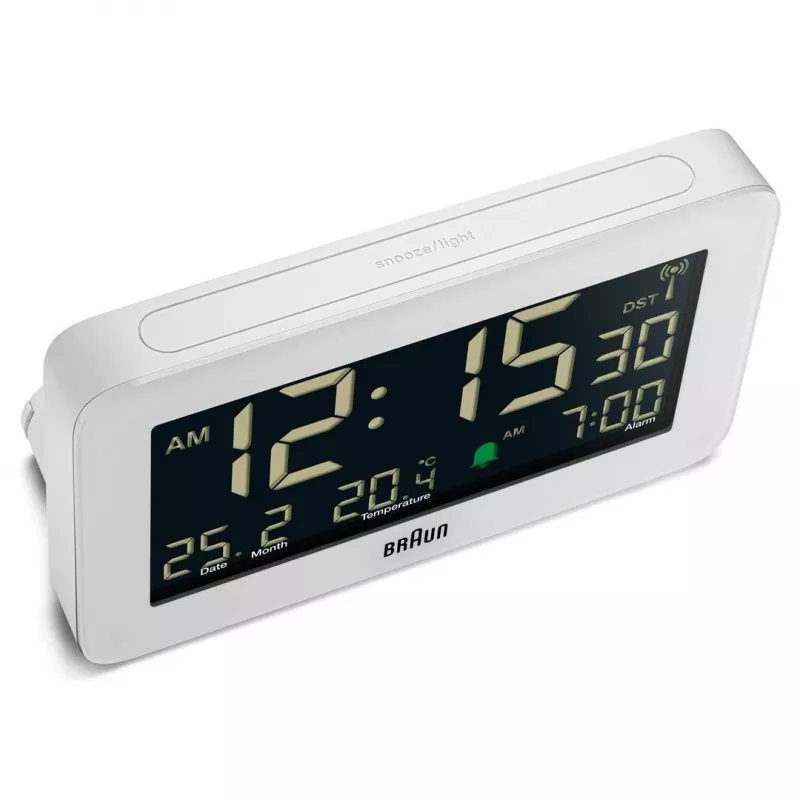 Sveglia digitale Braun BC10 bianco LCD retroilluminato