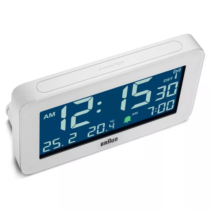 Sveglia digitale Braun BC10 bianco LCD retroilluminato