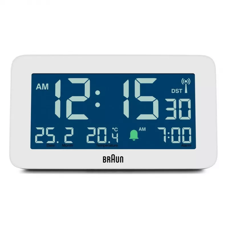 Sveglia digitale Braun BC10 bianco LCD retroilluminato