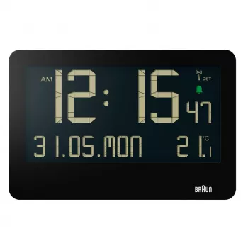 Orologio da parete/da tavolo con sveglia radiocontrollata Braun BC14B-DCF rettangolare nero