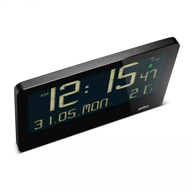 Orologio da parete/da tavolo con sveglia radiocontrollata Braun BC14B-DCF rettangolare nero