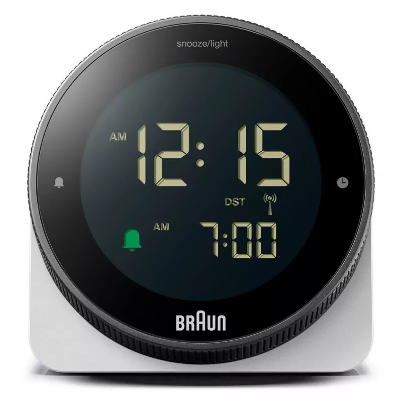 Orologio da parete/da tavolo con sveglia radiocontrollata Braun BC24W-DCF rettangolare nero, bianco