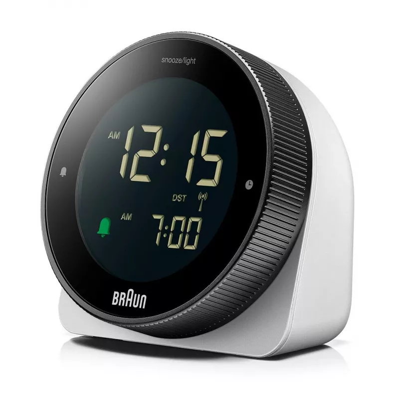 Orologio da parete/da tavolo con sveglia radiocontrollata Braun BC24W-DCF rettangolare nero, bianco