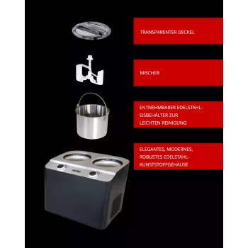 Unold Doppio macchina per gelato con compressore 2,4 l 250 W nero, acciaio satinato
