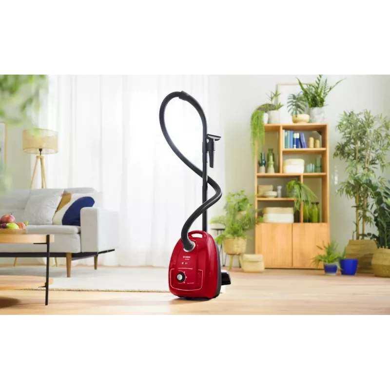 Aspirapolvere a traino Bosch Serie 4 BGD38RD1H, 600 W, 4 L sacchetto, pulizia a secco, rosso