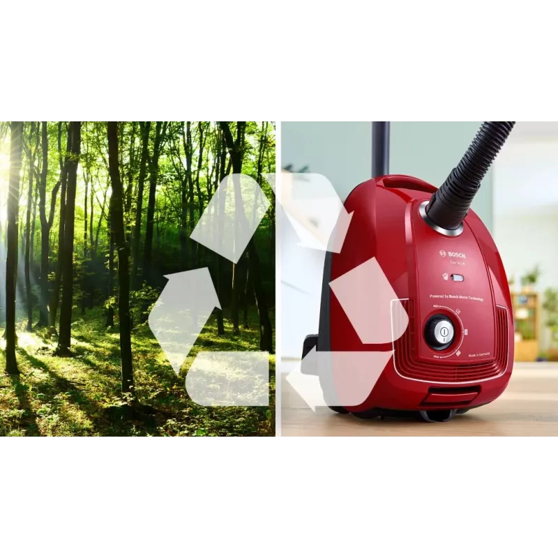 Aspirapolvere a traino Bosch Serie 4 BGD38RD1H, 600 W, 4 L sacchetto, pulizia a secco, rosso