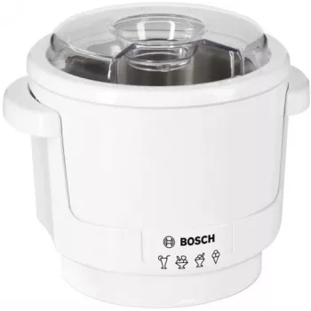 Accessorio per mixer Bosch MUZ5EB2 — corpo in plastica bianco, dimensioni 180×180×180 mm