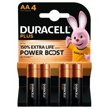 Batterie monouso Duracell Plus AA alcaline, 1,5 V, 4 pezzi, 50 mm