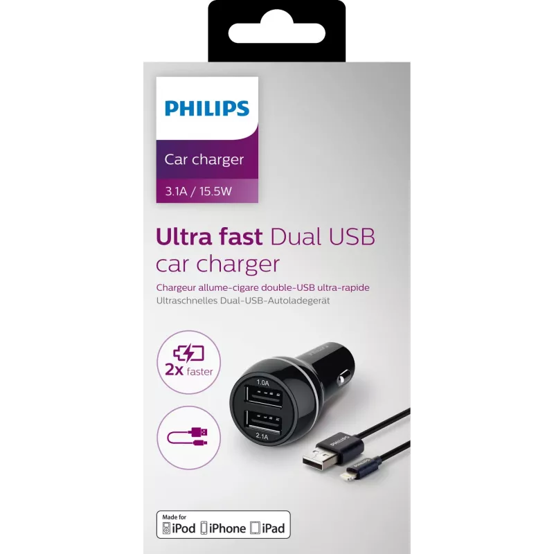Philips caricabatterie auto USB DLP2357V/10
