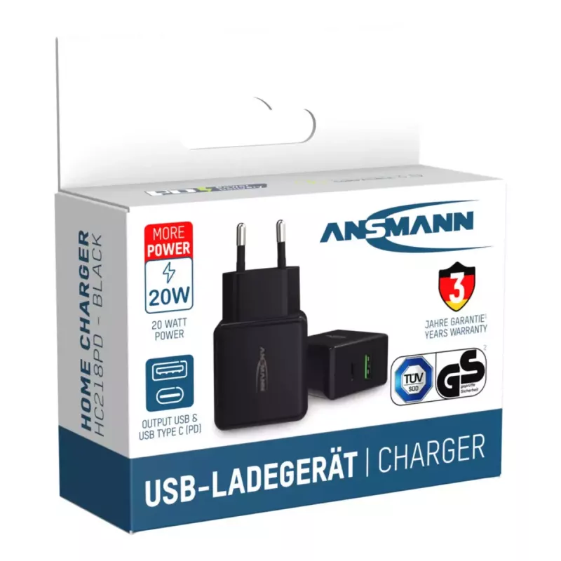 Caricabatterie per interni Ansmann HC218PD universale nero
