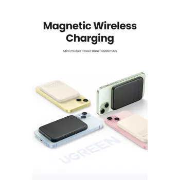 Powerbank Ugreen 25208 10000 mAh ricarica wireless beige