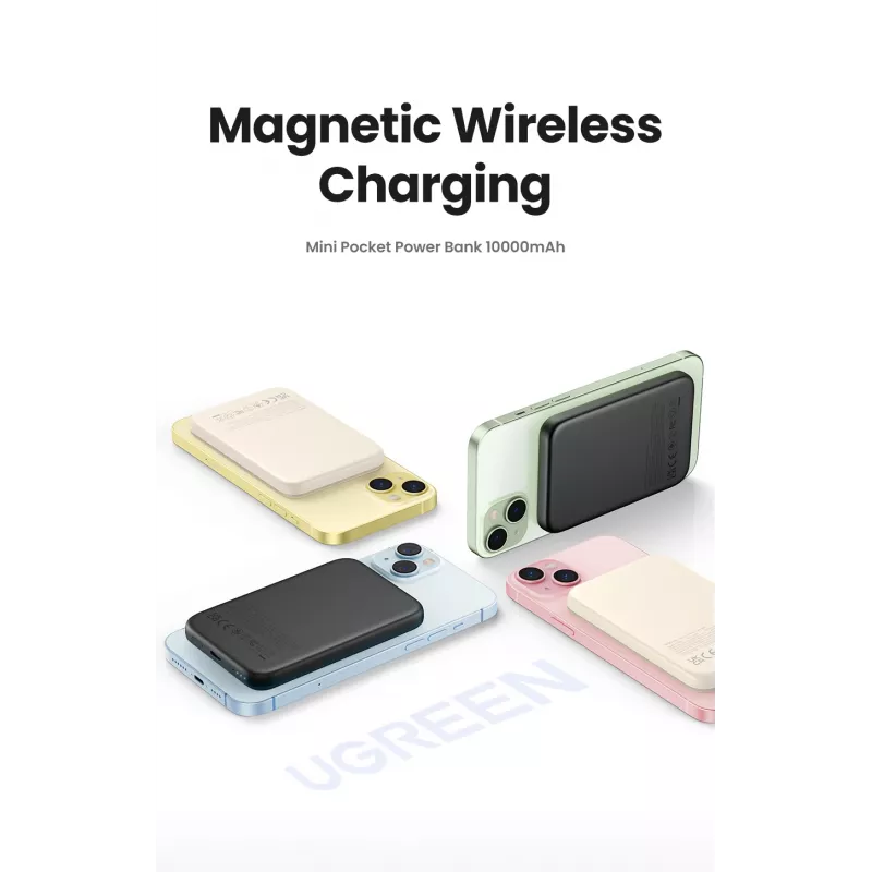 Powerbank Ugreen 25208 10000 mAh ricarica wireless beige