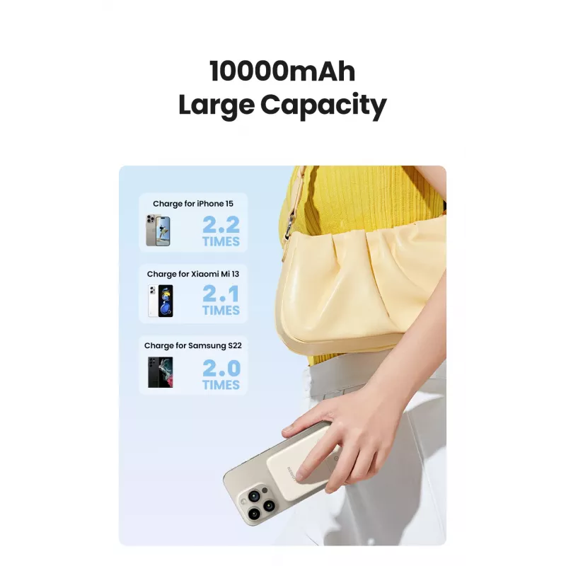 Powerbank Ugreen 25208 10000 mAh ricarica wireless beige