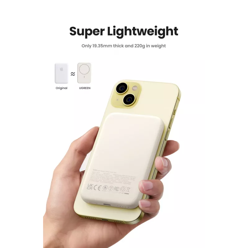Powerbank Ugreen 25208 10000 mAh ricarica wireless beige