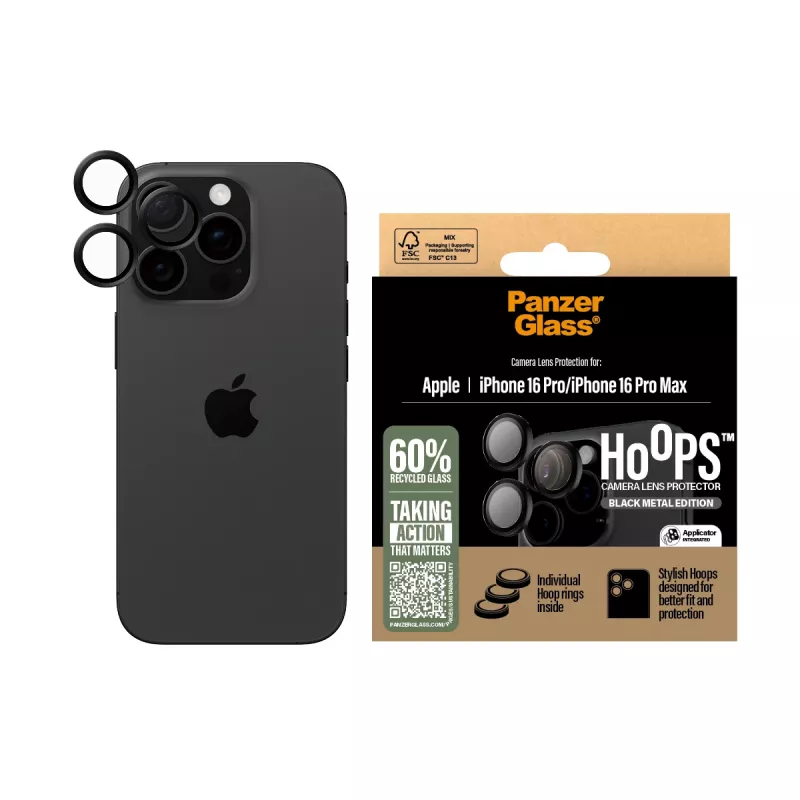 PanzerGlass ® Hoops® protezione lenti fotocamera nero iPhone 16 Pro | 16 Pro Max