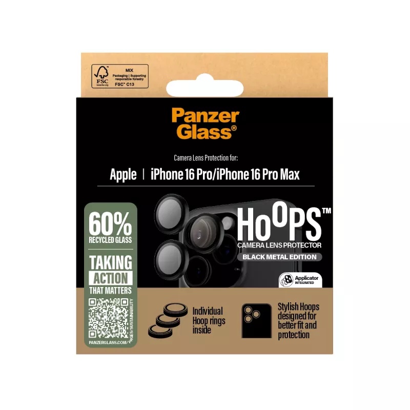 PanzerGlass ® Hoops® protezione lenti fotocamera nero iPhone 16 Pro | 16 Pro Max